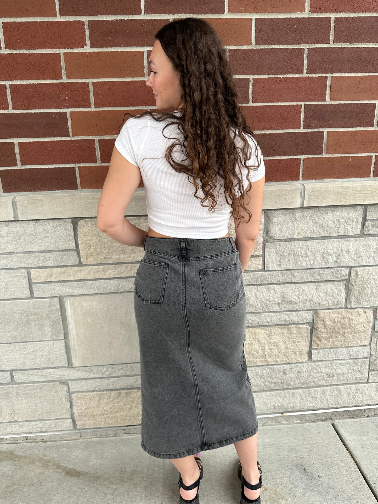 June Denim Midi Skirt